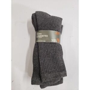 Joe Fresh Socks Mens One Size Gray 3-Pack Knit Stretch Cotton Casual Crew Socks